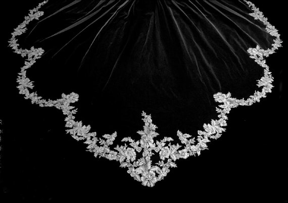 New | Royal Wedding Veil | Floral Wedding Veil | White Wedding Veil