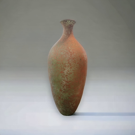 Art Nouveau Verdigris Vase | Faux Qinlin Vase | Tall Decorative Vase