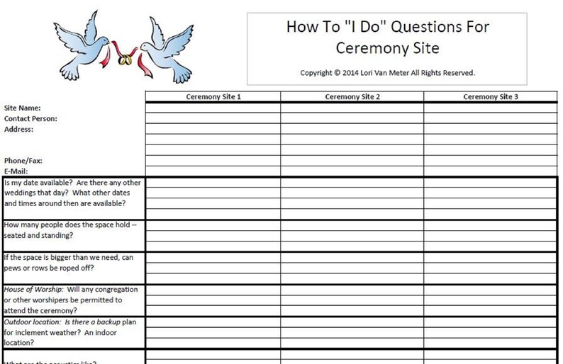 Wedding Planning Help Picking Vendors Questions to Ask - Etsy