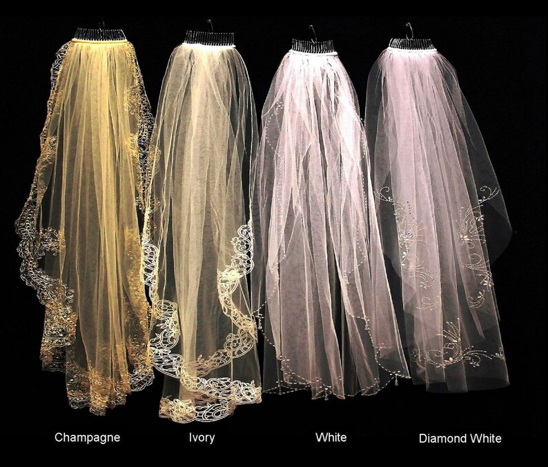 Fingertip Length Wedding Veil Embroidered Edge Wedding Veil New Wedding Veil Scallop Edge Wedding Veil