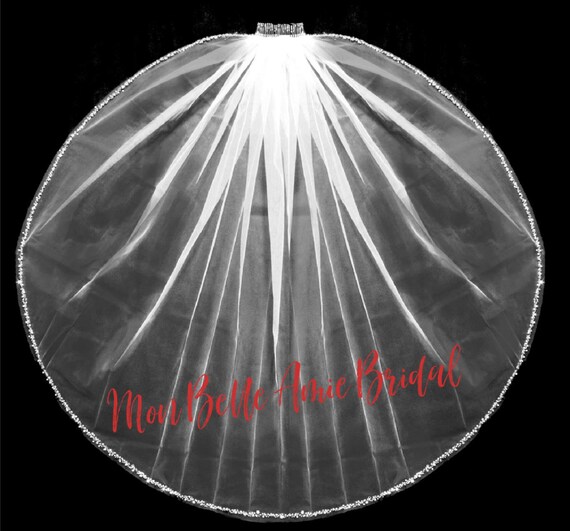 New | Wedding Veil | Glitter Tulle Veil | Royal Length Veil | Swarovski Crystals | Pearl Edge | Crystal Edge | Angel Cut Veil