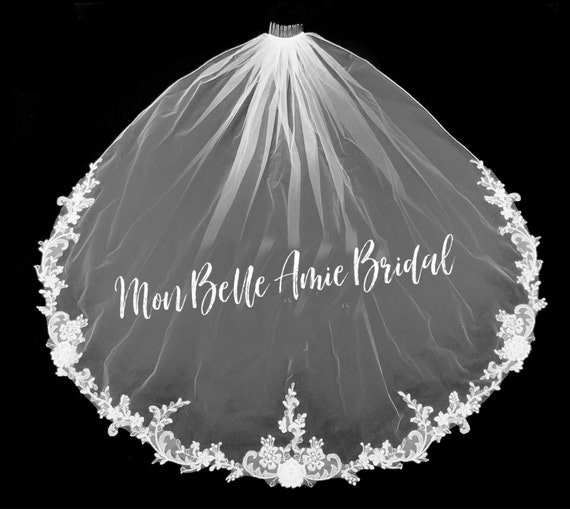 New | Wedding Veil | Lace Edge Wedding Veil | Cathedral Lace Wedding Veil | Hip Length Wedding Veil | Mini Skirt Length Wedding Veil