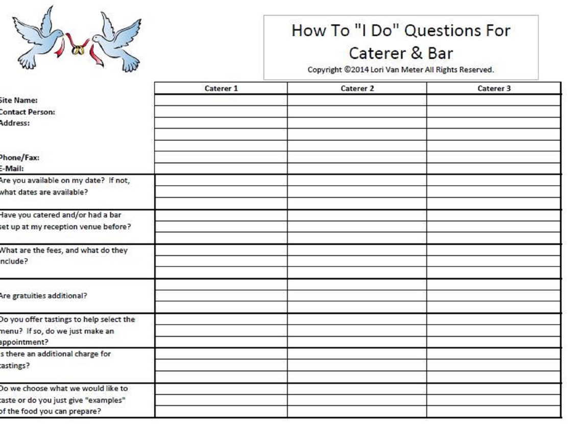 Wedding Planning Help Picking Vendors Questions to Ask - Etsy
