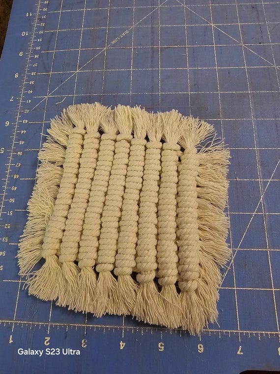 Set of 2 Handmade Macrame Coasters: Natural Rope Trivet