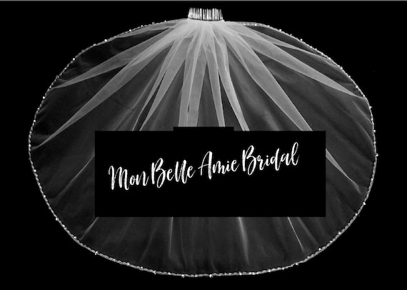 Silver Edge Veil, Child Veil, Communion Veil, Flower Girl Veil, Swarovski Crystal Edge Veil