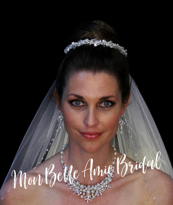 Wedding Tiara | Wedding Belt | Pearl and Crystal Tiara | Silver Tiara for Brides |Freshwater Pearl Bridal Tiara | Crystal Wedding Tiara