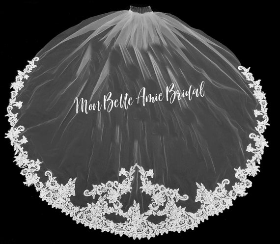 New | Wedding Veil | Waltz Length Wedding Veil | Ivory Wedding Veil | Lace Edge Wedding Veil