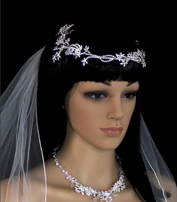 Crystal Rhinestone Wedding Headband: Silver Flower Bridal Tiara