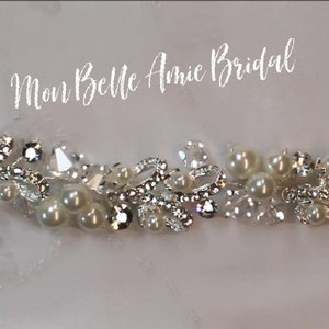 Crystal Pearl Wedding Belt Sash: Rhinestone Bridal Gown Belt