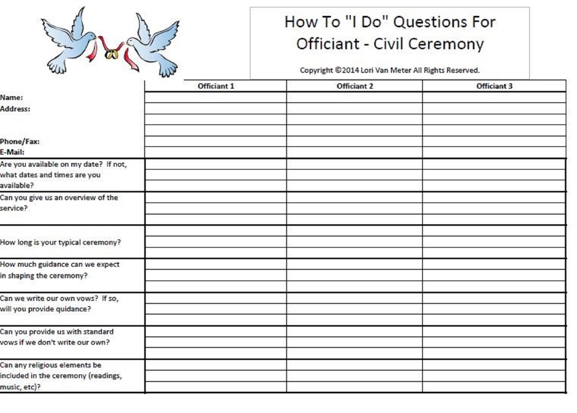 Wedding Planning Help Picking Vendors Questions to Ask - Etsy