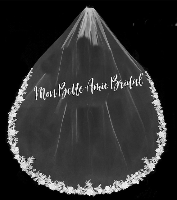 New | Wedding Veil | Rose Lace Wedding Veil | Royal Length Wedding Veil | Lace Edge Wedding Veil