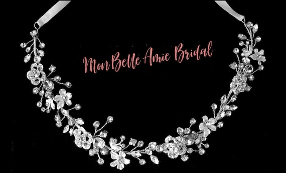 New | Wedding Hair Jewelry | Flower Headband | Rhinestone Wedding Head Band