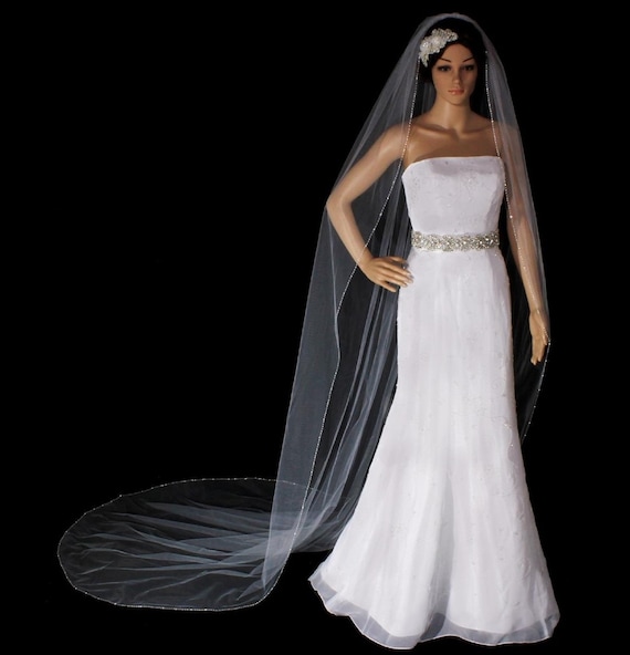 Wedding Veil | Swarovski Crystal Edge | Cathedral Veil | Crystal Edge