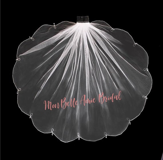 New | Flower Girl Veil | First Holy Communion Veil | Scallop Edge Veil | Swarovski Crystal Edge Veil