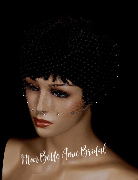 Face Veil for Wedding | Chin Length Face Veil | Nose Length Face Veil | Face Veil With Crystal Edge | Crystal Edge Face Veil