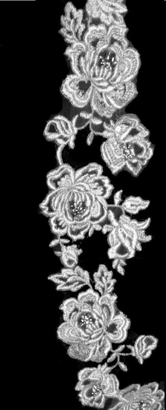 French Lace Child Veil: Silver Rose, Rhinestone Pearls