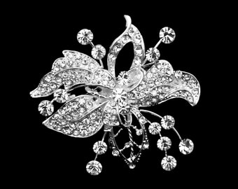 Swarovski Crystal Bow Brooch: Bridal Wedding Jewelry