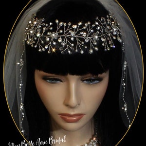 Rose Gold Crystal Pearl Bridal Hair Vine Tiara