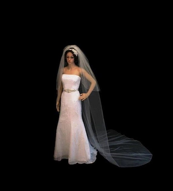 New | Double Tier Veil | Wedding Veil | Cathedral Length Veil |  Crystal Edge Veil | Fingertip Length Wedding Veil