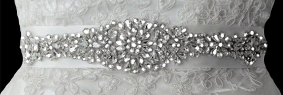 Crystal Wedding Dress Belt: Rhinestone Teardrop Flower Sash