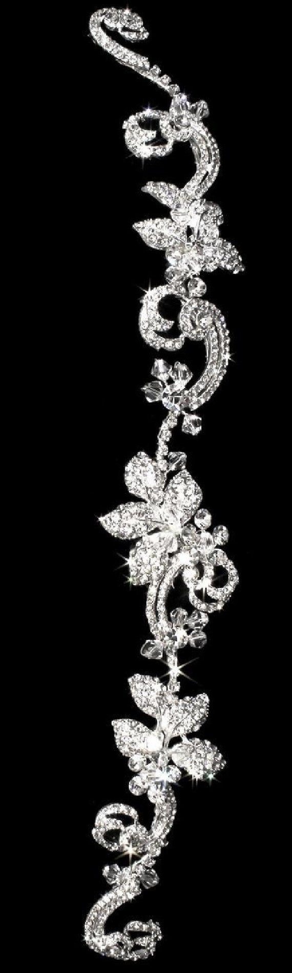 Crystal Rhinestone Flower Wedding Headband: Silver Bridal Tiara