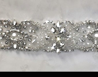 Swarovski Crystal Bridal Belt, White Satin Tie Wedding Sash, Wedding Accessories,  Rhinestone Wedding Belt