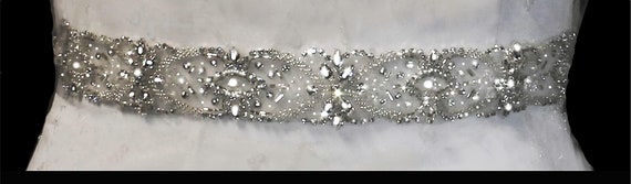 Swarovski Crystal Bridal Belt, White Satin Tie Wedding Sash, Wedding Accessories,  Rhinestone Wedding Belt
