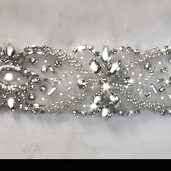 Swarovski Crystal Bridal Belt, White Satin Tie Wedding Sash, Wedding Accessories,  Rhinestone Wedding Belt