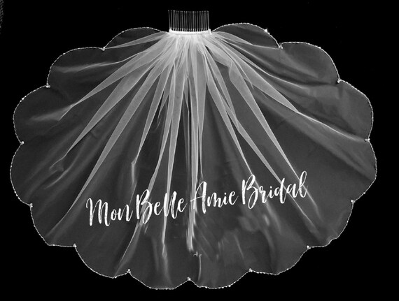 Child's Scalloped Edge Veil: Crystal Rhinestone Accents