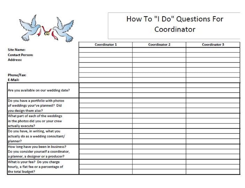 Wedding Planning Help Picking Vendors Questions to Ask - Etsy
