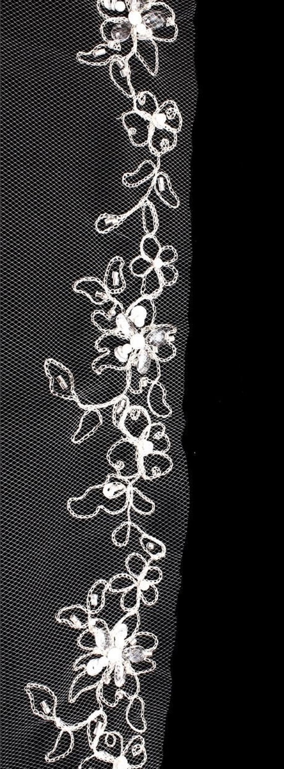 New | Wedding Veil | Wedding Veil With Crystal | Embroider Veil | Pearl Wedding Veil | Crystal Edge Veil | Embroidered Flower Edge Veil