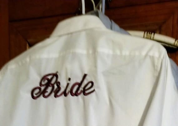 Embroidered Bride or Attendant Getting Ready Button Up Shirt