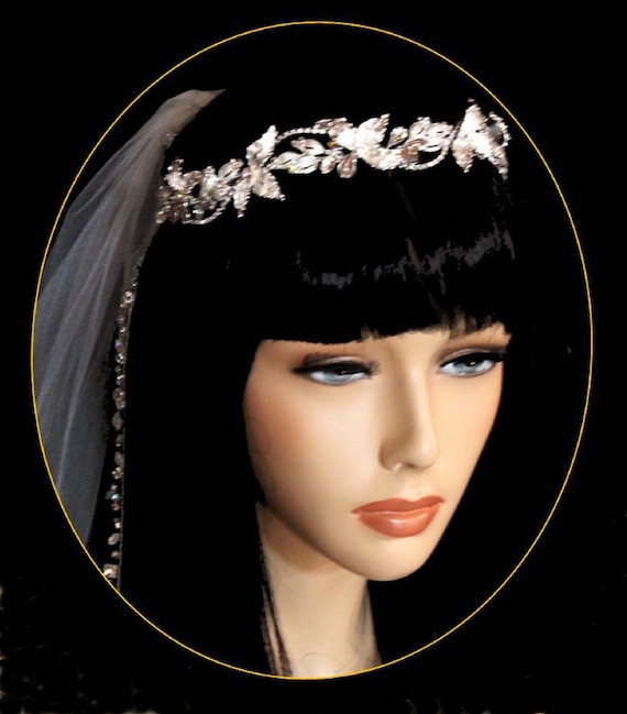 Rhinestone Bridal Headband: Silver Leaf Vine Wedding Hair Jewelry