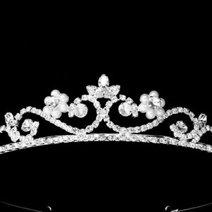 Rhinestone Tiara | Pearl Tiara | Red Crystal Tiara | Wedding Headpiece | Flower Girl Headpiece | First Holy Communion