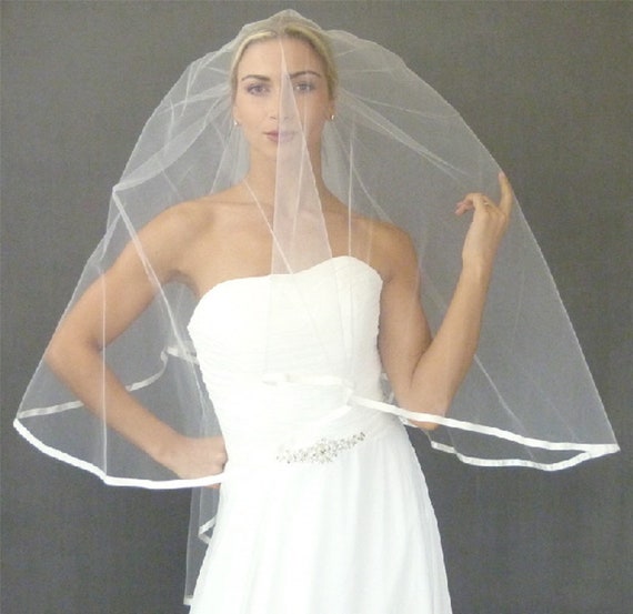 New | Wedding Veil | 3/8 Inch Satin Edge Veil | 1/8 Inch Satin Edge Veil | White Wedding Veil | Cathedral Wedding Veil