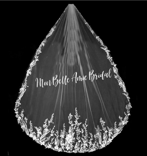 New | Wedding Veil | Flower Wedding Veil | Royal Length Wedding Veil | Long Wedding Veil | White Wedding Veil