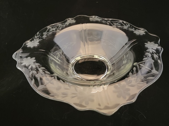 Vintage Indiana Glass Bowl: 1940s Floral Candy Dish