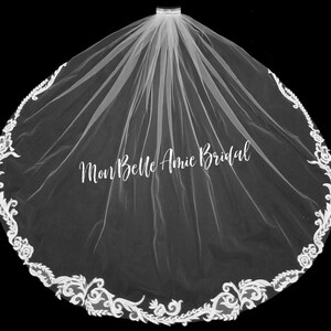 New | Wedding Veil | Lace Edge Hip Length Veil | Laurel Wreath Wedding Veil | Champagne Veil with Ivory Lace | White Wedding Veil