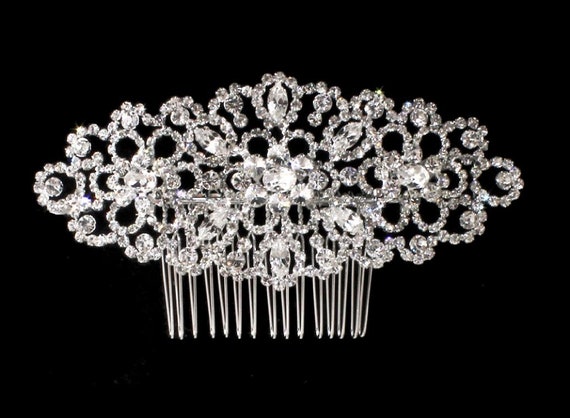 Crystal Rhinestone Wedding Comb: Silver Bridal Hair Accessory