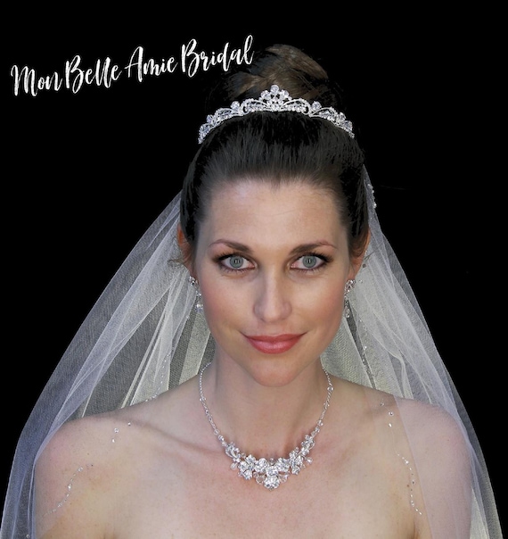 New | Wedding Tiara | Cubic Zirconium Wedding Tiara | Crystal Wedding Tiara | Silver Wedding Tiara