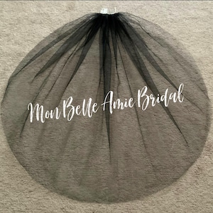 Black Tulle Fingertip Veil: Plain Edge, Bridal Veil