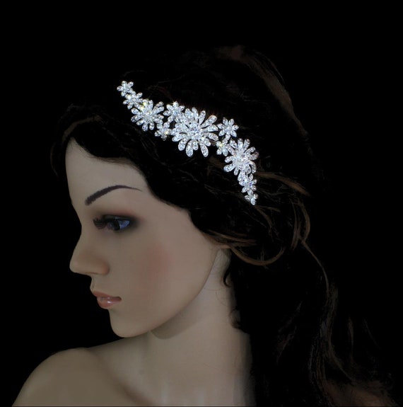 Rhinestone Flower Wedding Hair Comb: Bridal Tiara