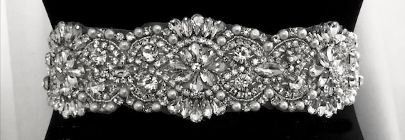 Rhinestone Pearl Wedding Belt: Crystal Bridal Dress Sash