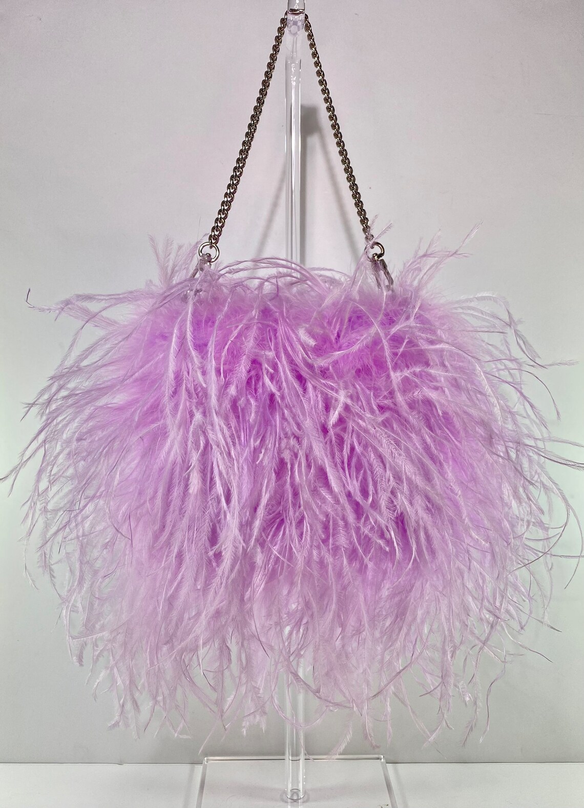 Lavender Ostrich Feather Handbag With Gold or Silver 14 Inch Etsy
