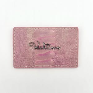 Roze exotische leren kaarthouder