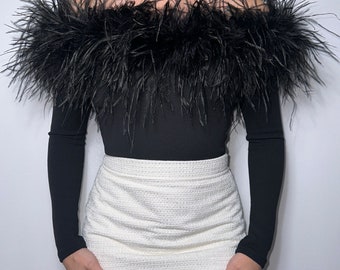 Detachable Ostrich Feather Cuff Mocha