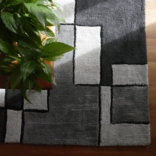 Tapis en Acrylique gris et noir décorative pour salons visuel 185 par 185 cm ou 92.5cm par 92.5cm