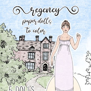 Regency Paper Dolls Coloring Pages PDF printable instant digital download