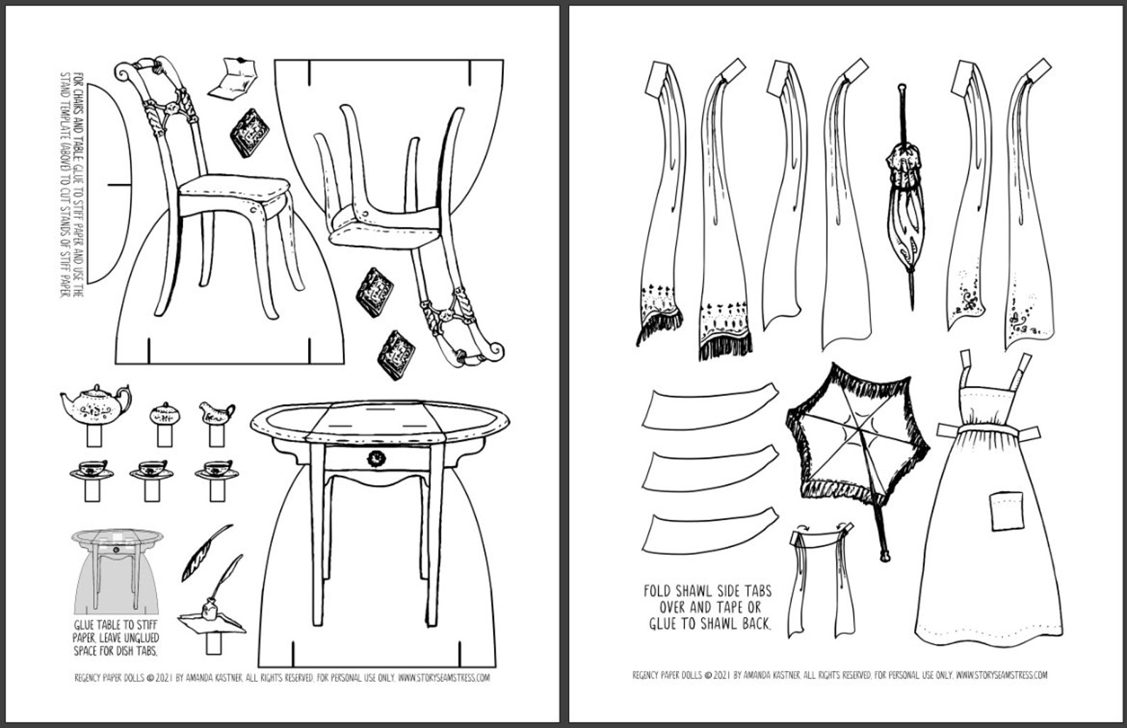 Regency Paper Dolls Coloring Pages PDF Printable Instant - Etsy