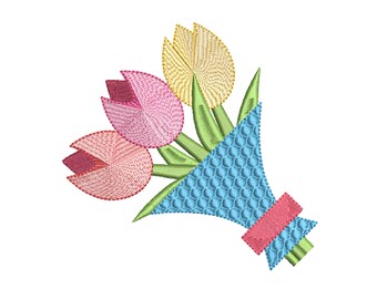 Tulip Bouquet Embroidery Design, Flower Embroidery, Embroidery Design, Machine Embroidery, Embroidery, Flower, Flower Design